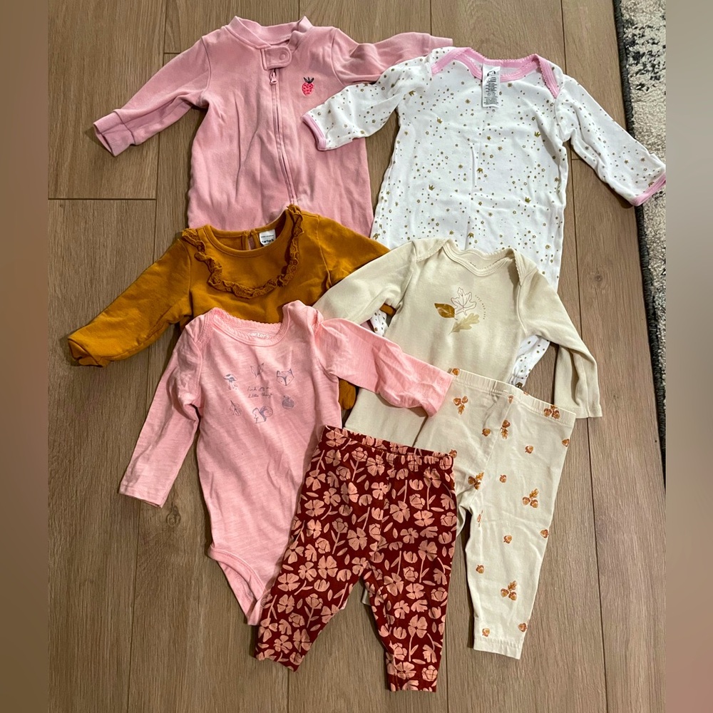 6 months Assorted baby girl clothes and pajamas